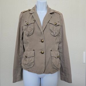 Vintage The Limited 100% Cotton Military Steampunk Taupe Jacket Size Small